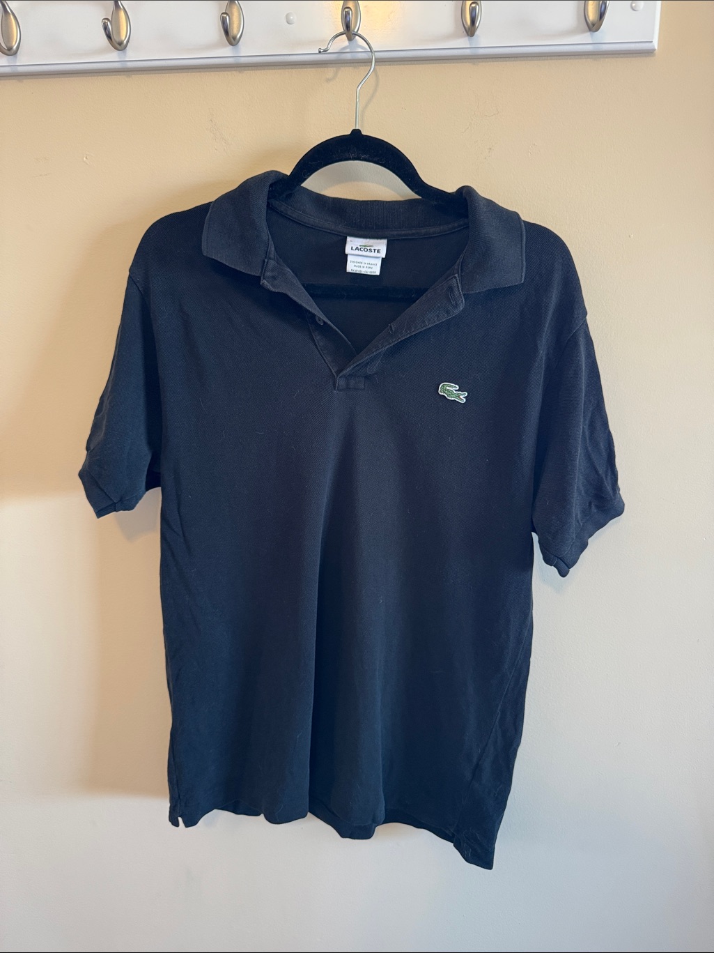 Lacoste Black Polo With Green Crocodile Emblem